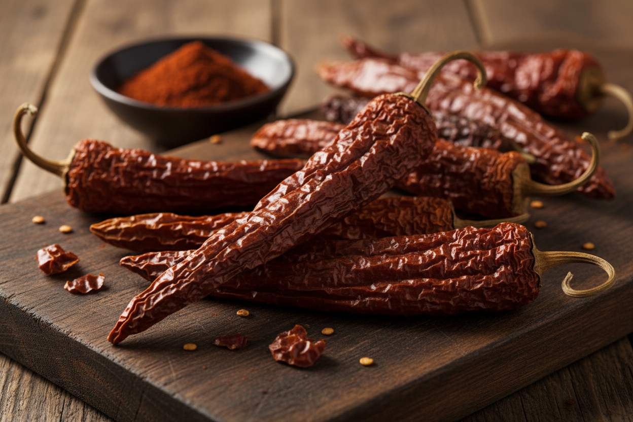 Long smoked chili peppers