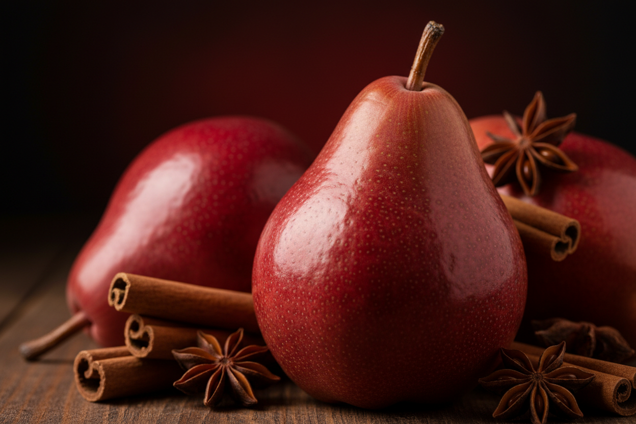 red pears and cinnamon